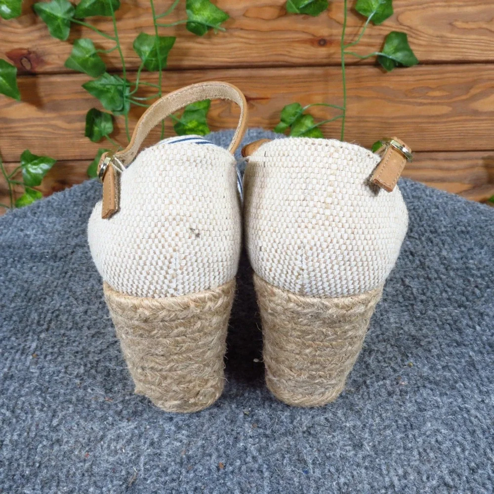 White Mountain Mamba Women Espadrille Wedge Size 7.5 Summer Nautical Blue White